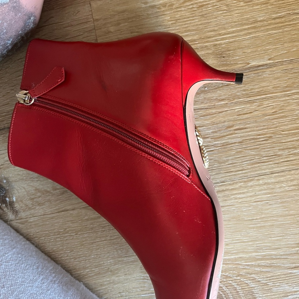 Aquazzura Red Pointed Leather Ankle Booties - Picture 5 of 5